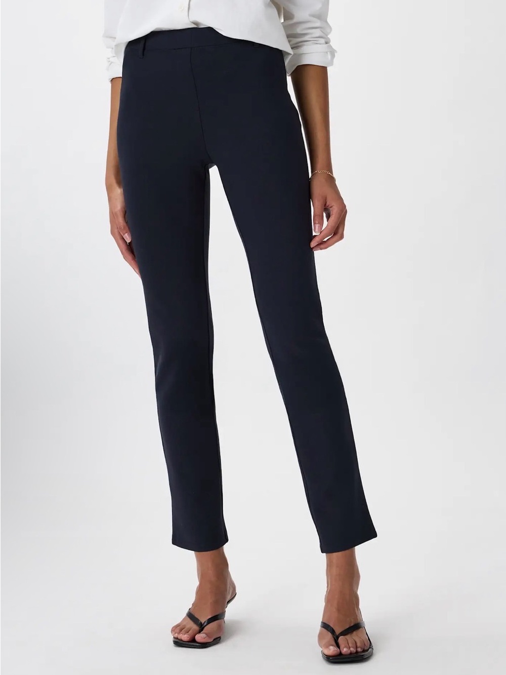 Quince Ultra-Stretch Ponte Straight Leg Pants Navy Small Tall Work Career D454